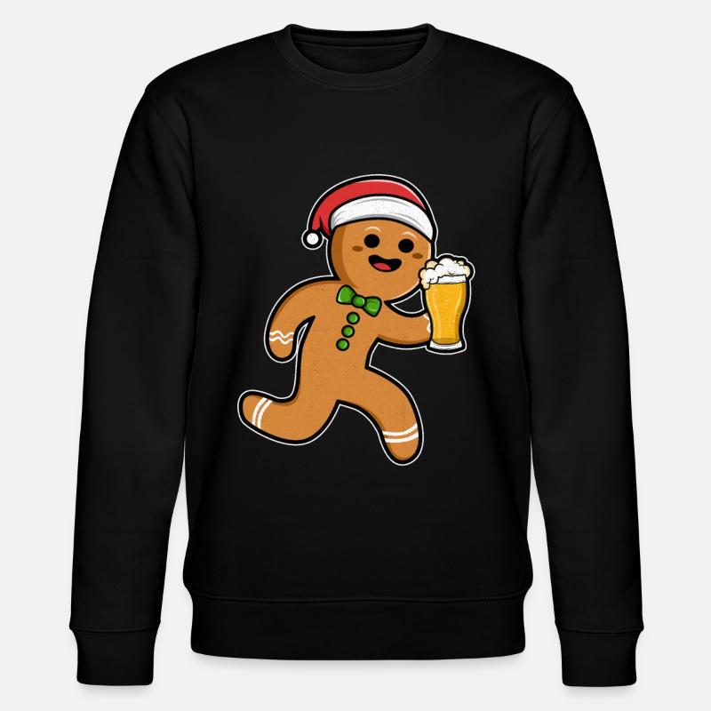 Christmas beer gingerbread man - Stanley/Stella CHANGER Unisex Organic Sweatshirt - black