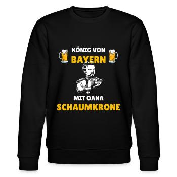 König von Bayern - Ludwig Spruch mit Bier Motiv - Stanley/Stella Unisex Bio-Sweatshirt CHANGER  - Schwarz - Vorne - Nik (191cm) & Marisol (170cm)