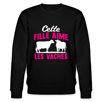 Cette fille aime les vaches - Sweat bio CHANGER Stanley/Stella Unisexe - noir - Devant - Nik (191cm) & Marisol (170cm)