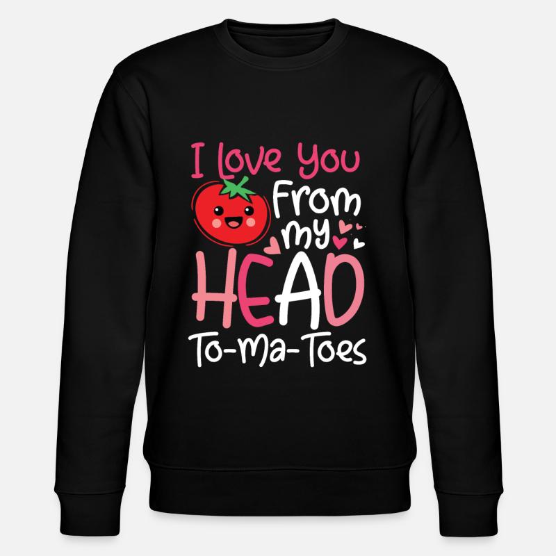Tomate valentine disant calembour végétal - Sweat bio CHANGER Stanley/Stella Unisexe - noir