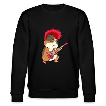 Lustiges Meerschweinchen Punk Rock Gitarre Musik - Stanley/Stella Unisex Bio-Sweatshirt CHANGER  - Schwarz - Vorne - Nik (191cm) & Marisol (170cm)