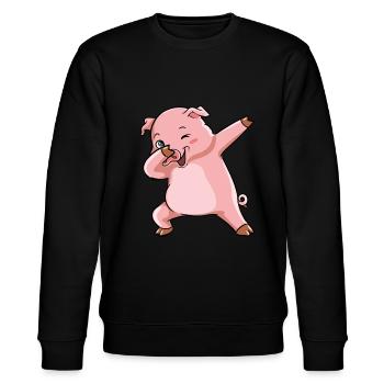 Dabbing Schwein Sieger Sau - Stanley/Stella Unisex Bio-Sweatshirt CHANGER  - Schwarz - Vorne - Nik (191cm) & Marisol (170cm)