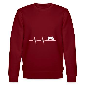 console heartbeat - Stanley/Stella CHANGER Unisex Organic Sweatshirt - burgundy - Front - Nik (191cm) & Marisol (170cm)