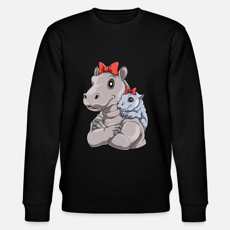 Liebevolles Nilpferd mit Nilpferd Kind - Stanley/Stella Unisex Bio-Sweatshirt CHANGER  - Schwarz