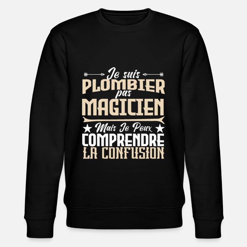 Plomberie | Plombier pas magicien - Sweat bio CHANGER Stanley/Stella Unisexe - noir
