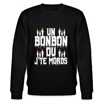 Humour-Un bonbon ou je te mords. - Sweat bio CHANGER Stanley/Stella Unisexe - noir - Devant - Nik (191cm) & Marisol (170cm)