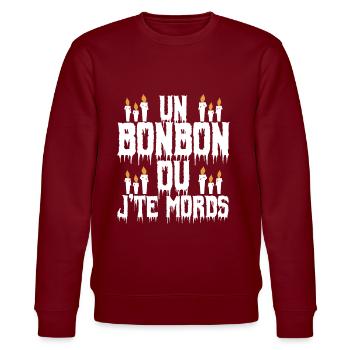 Humour-Un bonbon ou je te mords. - Sweat bio CHANGER Stanley/Stella Unisexe - bordeaux - Devant - Nik (191cm) & Marisol (170cm)