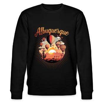 Albuquerque Ballon New Mexico Heißluftballon - Stanley/Stella Unisex Bio-Sweatshirt CHANGER  - Schwarz - Vorne - Nik (191cm) & Marisol (170cm)