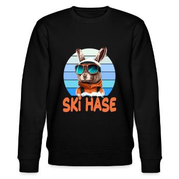 Skihase Skifahren Skifahrn Skihaserl - Stanley/Stella Unisex Bio-Sweatshirt CHANGER  - Schwarz - Vorne - Nik (191cm) & Marisol (170cm)