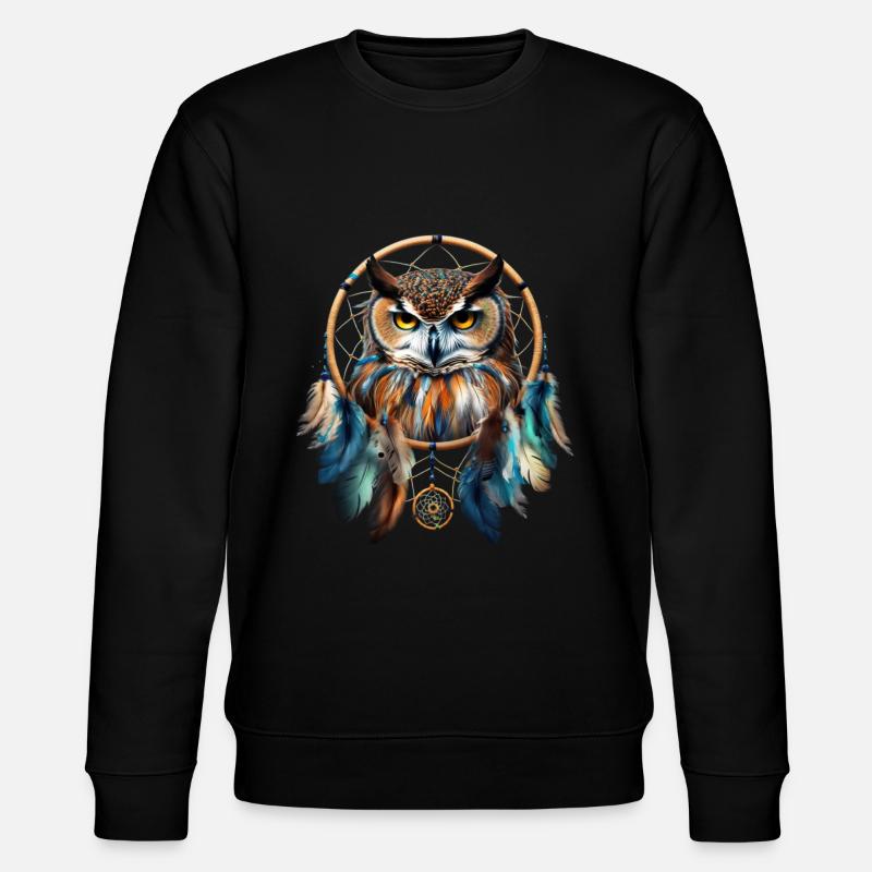 Eule Traumfänger Vogel Federn - Stanley/Stella Unisex Bio-Sweatshirt CHANGER  - Schwarz