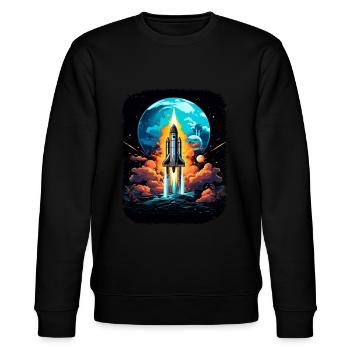 Space Weltraum Raumschiff Start Abheben Lift Off - Stanley/Stella Unisex Bio-Sweatshirt CHANGER  - Schwarz - Vorne - Nik (191cm) & Marisol (170cm)