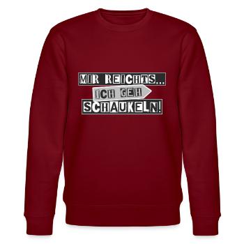 Mir reichts... ich geh schaukeln! - Stanley/Stella Unisex Bio-Sweatshirt CHANGER  - Burgunderrot - Vorne - Nik (191cm) & Marisol (170cm)