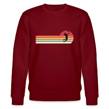 Lustiges Volleyballhemd, Retro Vintage Volleyball D. - Stanley/Stella Unisex Bio-Sweatshirt CHANGER  - Burgunderrot - Vorne - Nik (191cm) & Marisol (170cm)