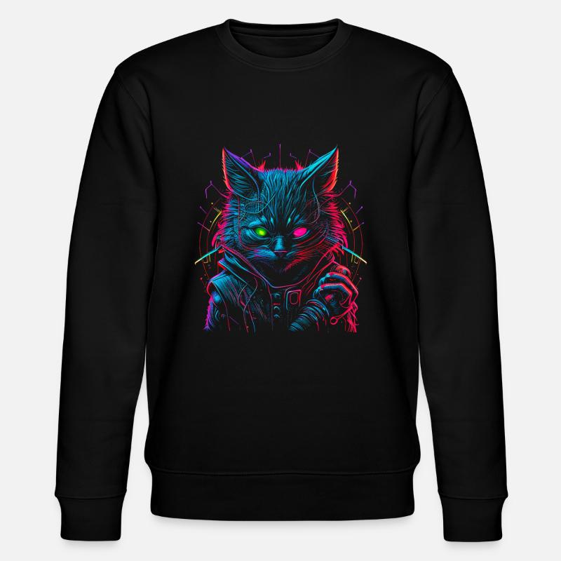 Neon Punk Hacker Cat - Sweat bio CHANGER Stanley/Stella Unisexe - noir