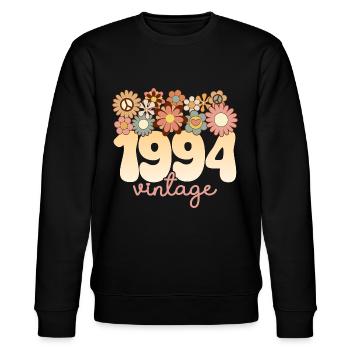 Vintage Frau Jahr 1994 30 Jahre Jubiläum - Stanley/Stella Unisex Bio-Sweatshirt CHANGER  - Schwarz - Vorne - Nik (191cm) & Marisol (170cm)