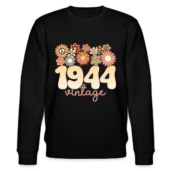 Vintage Frau Jahr 1944 80 Jahre Jubiläum - Stanley/Stella Unisex Bio-Sweatshirt CHANGER  - Schwarz - Vorne - Nik (191cm) & Marisol (170cm)