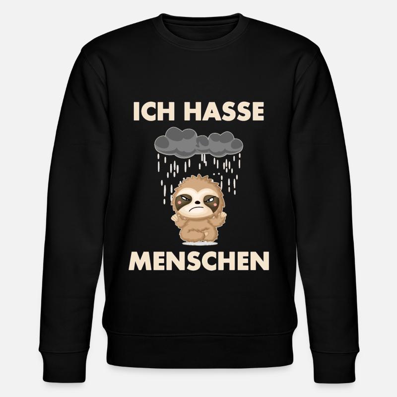 Ich hasse Menschen Faultier - Stanley/Stella Unisex Bio-Sweatshirt CHANGER  - Schwarz