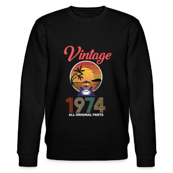 Vintage 1974 47. Geburtstag - Stanley/Stella Unisex Bio-Sweatshirt CHANGER  - Schwarz - Vorne - Nik (191cm) & Marisol (170cm)