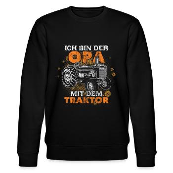 Opa mit Traktor Trecker Opa Großvater Lustiges Opa - Stanley/Stella Unisex Bio-Sweatshirt CHANGER  - Schwarz - Vorne - Nik (191cm) & Marisol (170cm)
