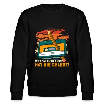 Retro Kassette 80er 90er Vintage - Stanley/Stella Unisex Bio-Sweatshirt CHANGER  - Schwarz - Vorne - Nik (191cm) & Marisol (170cm)