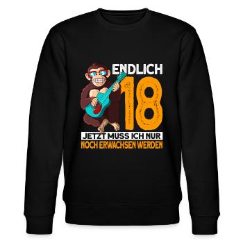Endlich 18 Erwachsen 18. Geburtstag geschenk - Stanley/Stella Unisex Bio-Sweatshirt CHANGER  - Schwarz - Vorne - Nik (191cm) & Marisol (170cm)