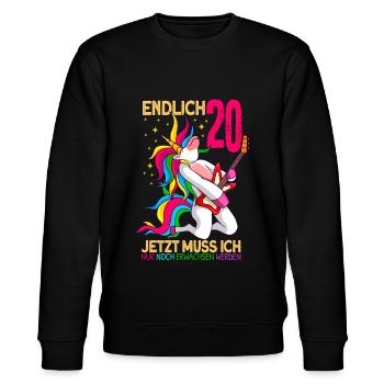 endlich 20 erwachsen Einhorn 20. Geburtstag - Stanley/Stella Unisex Bio-Sweatshirt CHANGER  - Schwarz - Vorne - Nik (191cm) & Marisol (170cm)