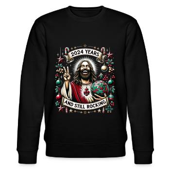 Jesus Christus Birthday Boy Ugly Christmas - Stanley/Stella Unisex Bio-Sweatshirt CHANGER  - Schwarz - Vorne - Nik (191cm) & Marisol (170cm)