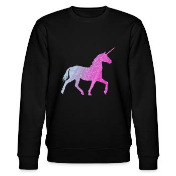 Pferd Glitzer - Stanley/Stella Unisex Bio-Sweatshirt CHANGER  - Schwarz - Vorne - Nik (191cm) & Marisol (170cm)
