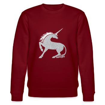 Silber Pferd Glitzer - Stanley/Stella Unisex Bio-Sweatshirt CHANGER  - Burgunderrot - Vorne - Nik (191cm) & Marisol (170cm)