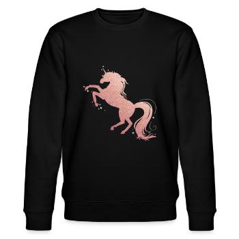 Pferd Glitzer - Stanley/Stella Unisex Bio-Sweatshirt CHANGER  - Schwarz - Vorne - Nik (191cm) & Marisol (170cm)