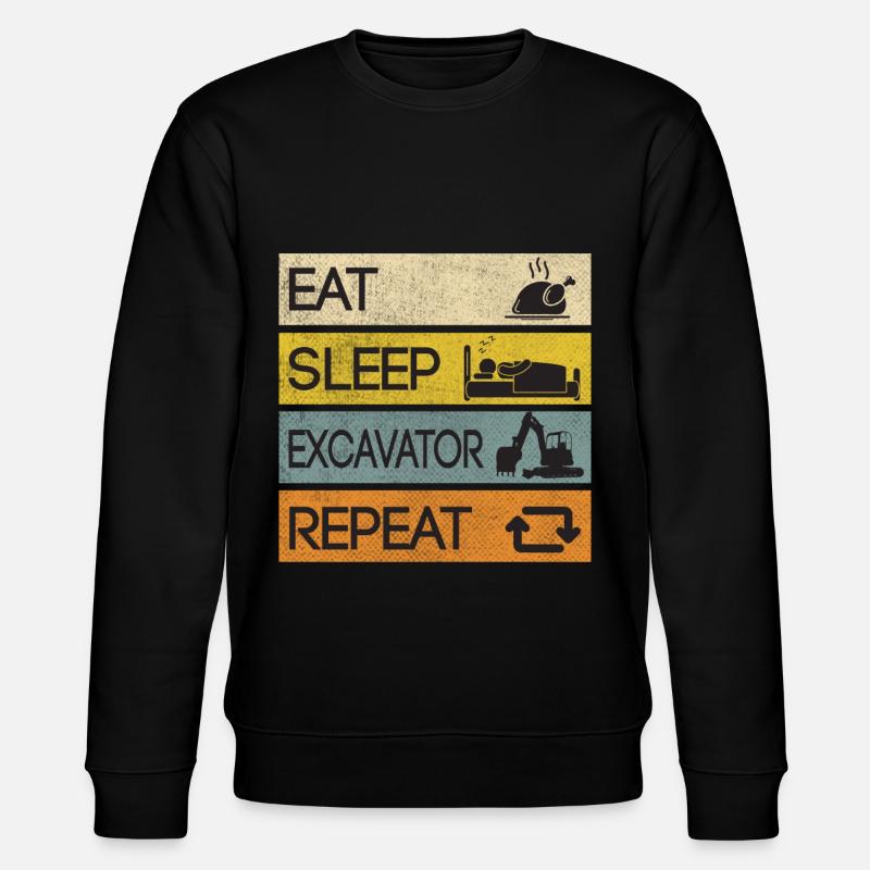 Bagger Baustelle Baggern Repeat - Stanley/Stella Unisex Bio-Sweatshirt CHANGER  - Schwarz