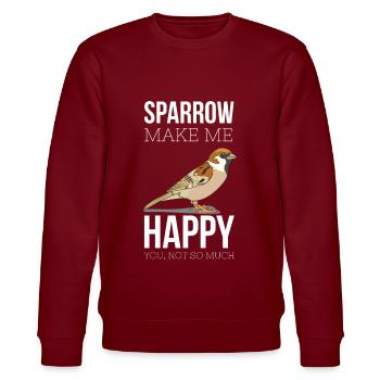 Sparrow Birds Bird Love Birdscience Sparrows - Stanley/Stella CHANGER Unisex Organic Sweatshirt - burgundy - Front - Nik (191cm) & Marisol (170cm)