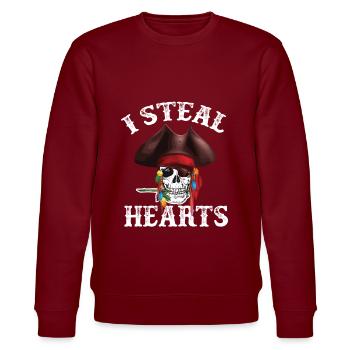 Piraten Herz Pirat Seeräuber Piratenhut - Stanley/Stella Unisex Bio-Sweatshirt CHANGER  - Burgunderrot - Vorne - Nik (191cm) & Marisol (170cm)
