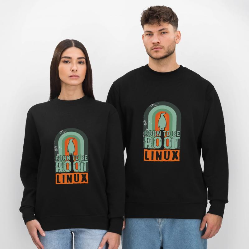 Born To Be Root Retro Linux Nerd Coding Geek Stanley/Stella Unisex Bio-Sweatshirt CHANGER 