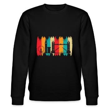 Tower Bridge London Retro Big Ben Riesenrad UK - Stanley/Stella Unisex Bio-Sweatshirt CHANGER  - Schwarz - Vorne - Nik (191cm) & Marisol (170cm)