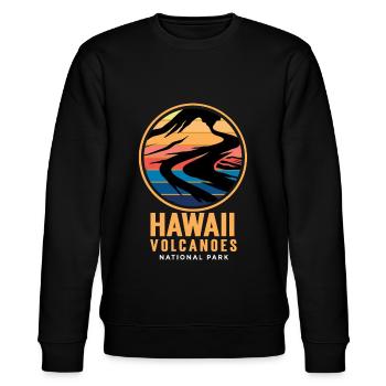 Hawaii Volcanoes Nationalpark Vulkan Insel Souveni - Stanley/Stella Unisex Bio-Sweatshirt CHANGER  - Schwarz - Vorne - Nik (191cm) & Marisol (170cm)