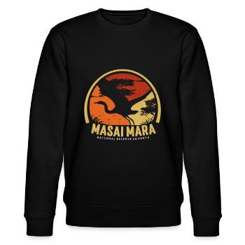 Masai Mara Nationalreservat Kenia Serengeti Wildti - Stanley/Stella Unisex Bio-Sweatshirt CHANGER  - Schwarz - Vorne - Nik (191cm) & Marisol (170cm)