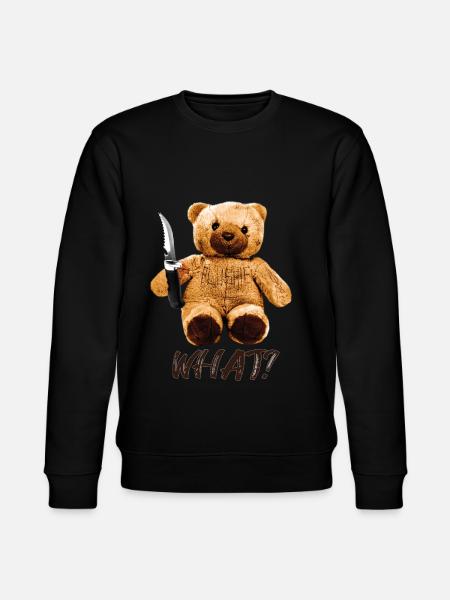 Funny teddy bear with knife what? Murderous teddy bear - Stanley/Stella CHANGER Unisex Organic Sweatshirt - black