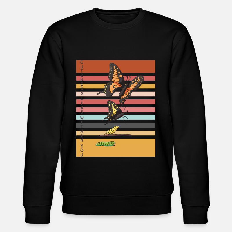 Niedlicher Schmetterling Evolution Schmetterlinge - Stanley/Stella Unisex Bio-Sweatshirt CHANGER  - Schwarz