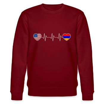 Armenien - Stanley/Stella Unisex Bio-Sweatshirt CHANGER  - Burgunderrot - Vorne - Nik (191cm) & Marisol (170cm)