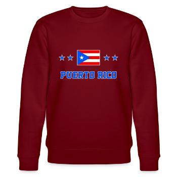 Puerto Rico - Stanley/Stella CHANGER Unisex Organic Sweatshirt - burgundy - Front - Nik (191cm) & Marisol (170cm)