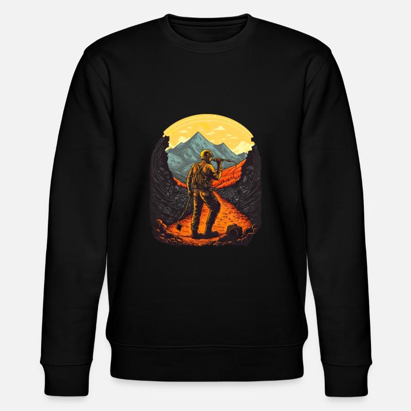 Retro miner with tools - Stanley/Stella CHANGER Unisex Organic Sweatshirt - black