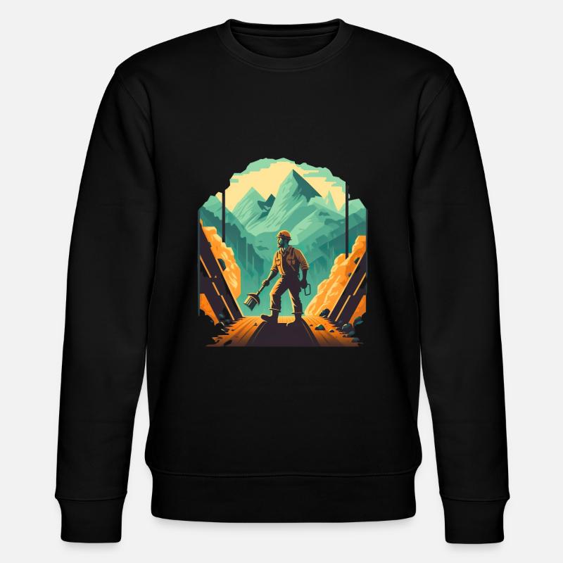 Mineur rétro avec pelle - Sweat bio CHANGER Stanley/Stella Unisexe - noir