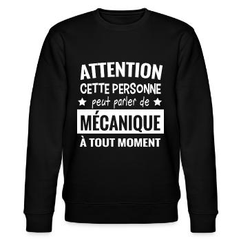 Parler de mécanique. Humour mécanique garagiste - Sweat bio CHANGER Stanley/Stella Unisexe - noir - Devant - Nik (191cm) & Marisol (170cm)