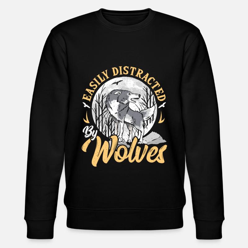 Easily Distracted By Wolves Wolf - Stanley/Stella Unisex Bio-Sweatshirt CHANGER  - Schwarz