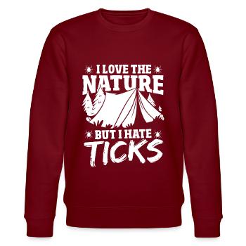 I Love the Nature, but I hate Ticks Camping - Stanley/Stella Unisex Bio-Sweatshirt CHANGER  - Burgunderrot - Vorne - Nik (191cm) & Marisol (170cm)