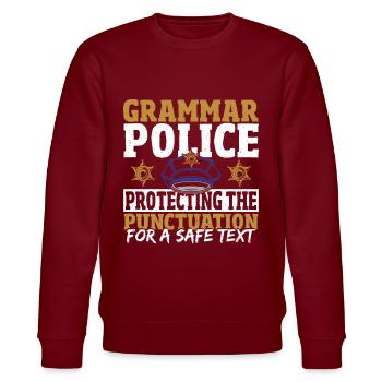 Grammar Police Protecting The Punctuation For A - Stanley/Stella CHANGER Unisex Organic Sweatshirt - burgundy - Front - Nik (191cm) & Marisol (170cm)
