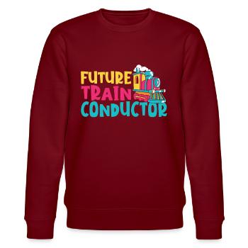 Railroad Lover Future Train Conductor - Stanley/Stella CHANGER Unisex Organic Sweatshirt - burgundy - Front - Nik (191cm) & Marisol (170cm)