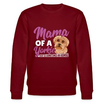 Mama von einem Yorkie, der manchmal ein A* - Stanley/Stella Unisex Bio-Sweatshirt CHANGER  - Burgunderrot - Vorne - Nik (191cm) & Marisol (170cm)
