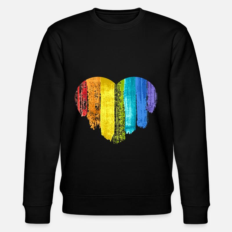 Regenbogen Herz Toleranz Regenbogenfahne - Stanley/Stella Unisex Bio-Sweatshirt CHANGER  - Schwarz